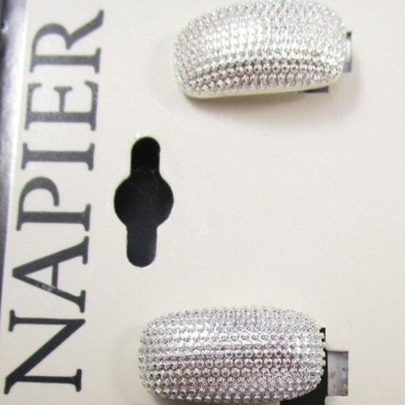 NAPIER Mod/Contemporary Silver Pebbled Textured E-Z Comfort Clip On Earrings~NEW - Picture 4 of 4